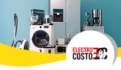 logo de electrocosto con imagen de fondo con electrodomesticos