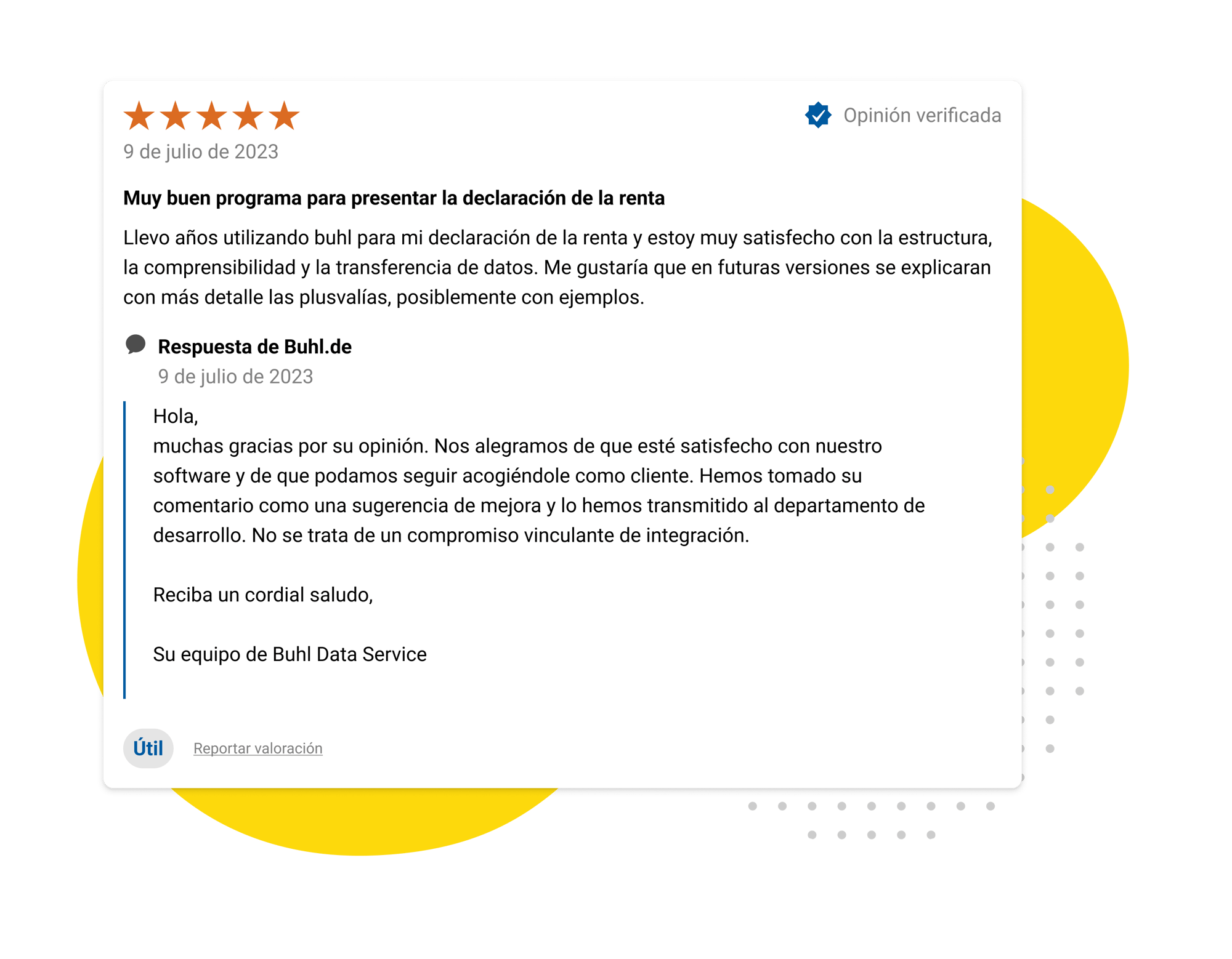 respuesta a una opinión de Buhl