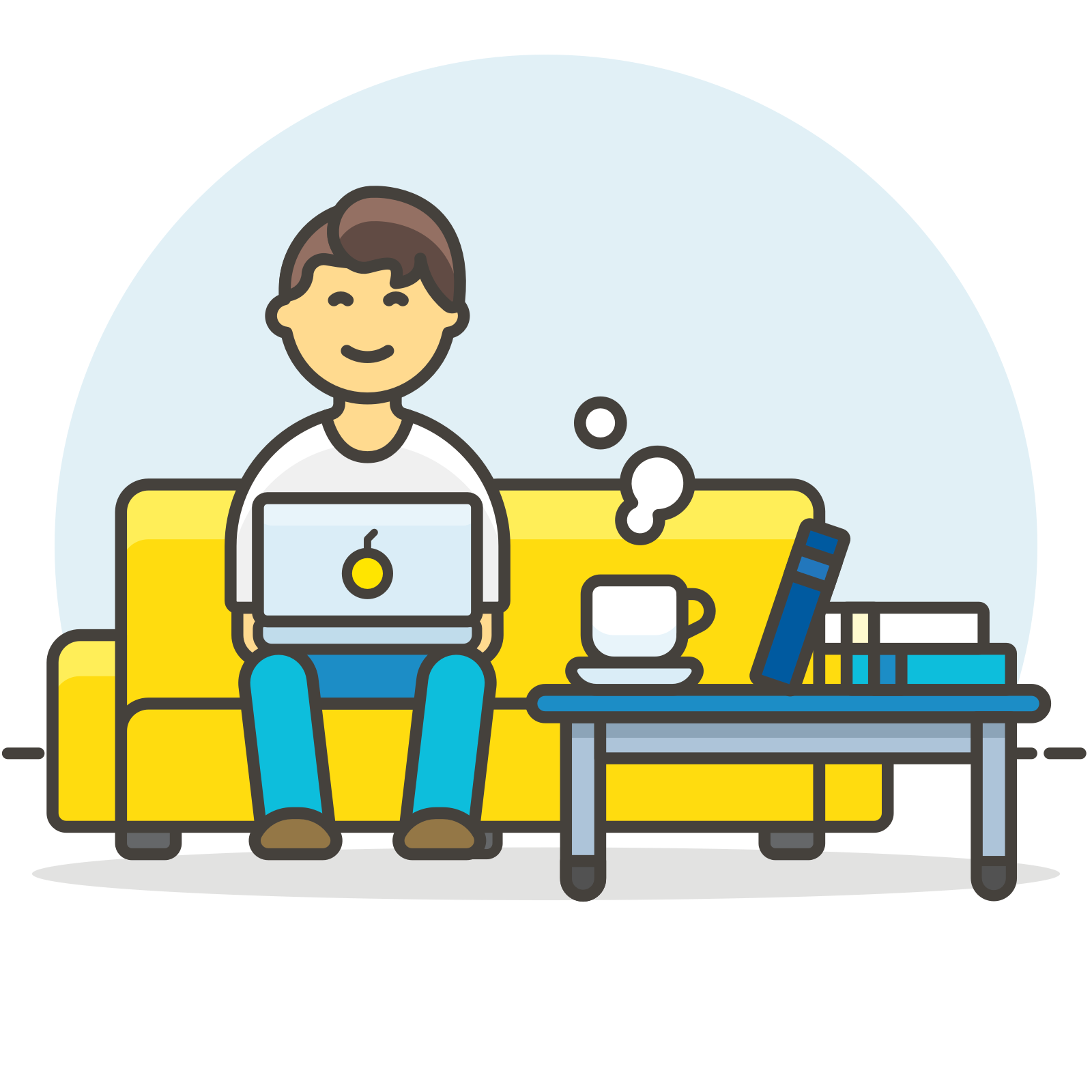 persona sentada en un sofá trabajando