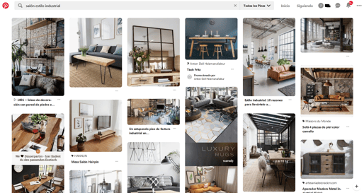 búsqueda en Pinterest salón tipo industrial