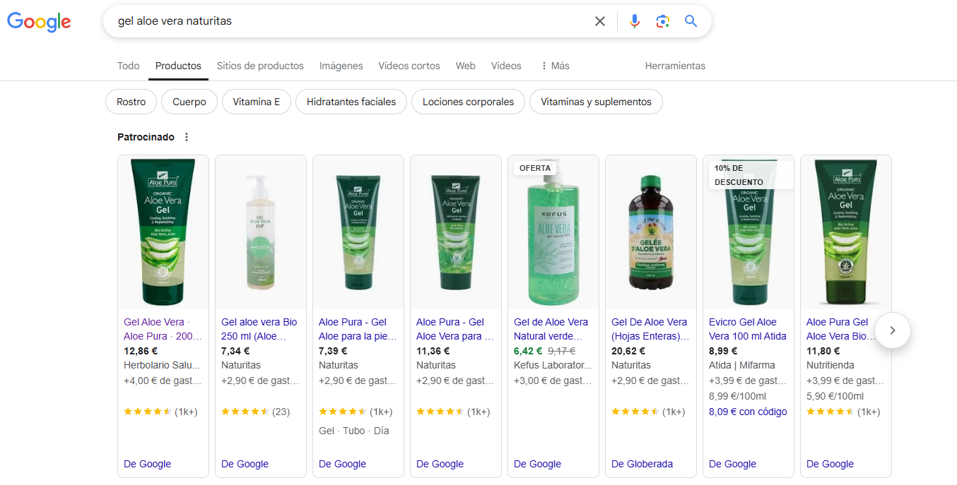 anuncios de Google Shopping