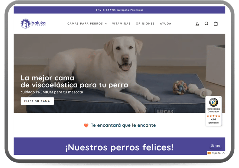 homepage de la tienda online Baluka