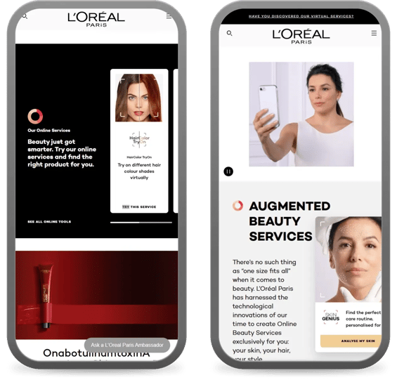 ejemplo página de inicio de loreal