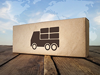 caja de cartón con un camión