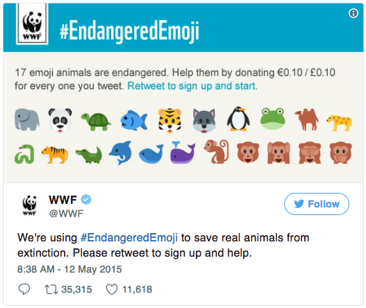 campaña en Twitter con emojis WWF
