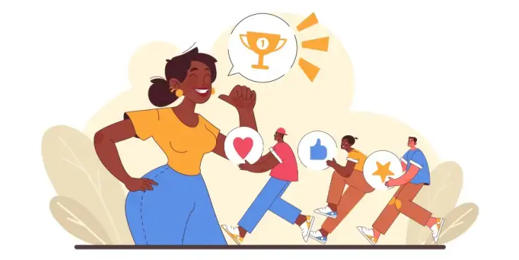 personas corriendo con emojis en las manos